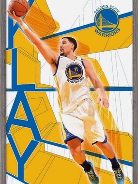 Golden State Warriors Klay Thompson Basketball Poster - Yellow & Blue